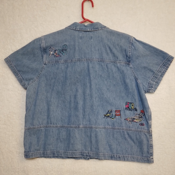 CJ Banks Women's Embroidered Denim Blouse- 1X - Picture 5 of 10